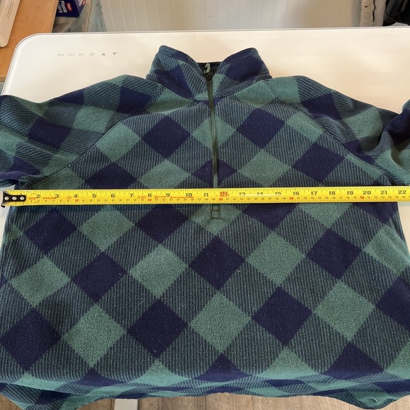 Eddie Bauer Fleece Sweater Womens XL Blue Green Plaid Long Sleeve 1/4 Zip - Picture 4 of 6